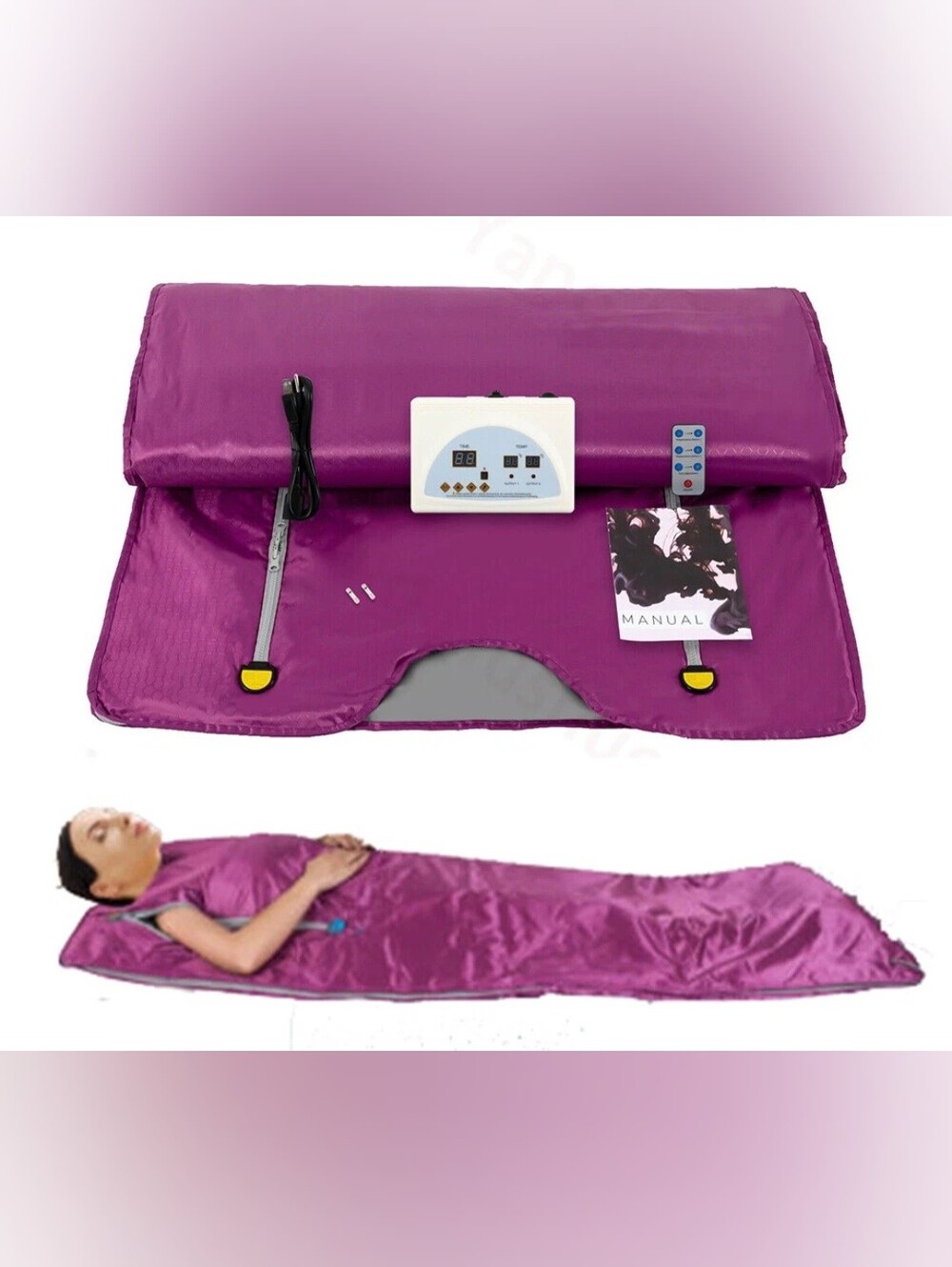 2 Zone Far Infrared Sauna Blanket Digital Controller Slimming Detox Spa + Remote